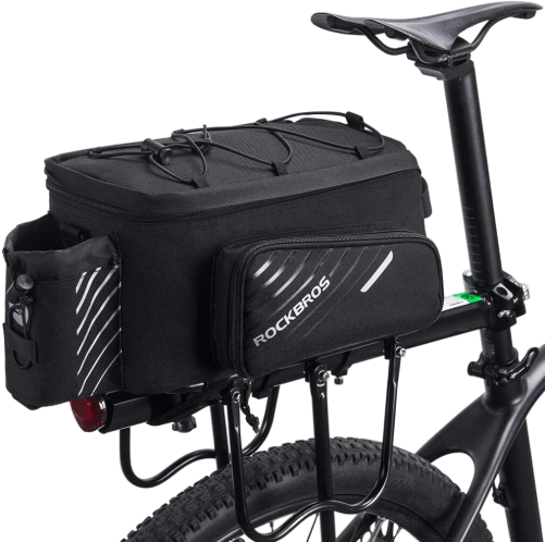 bag for eltric bike in the rain ROCKBROS 13L Bike Rack Bag with Rain Cover – Rear Trunk Storage for E-
