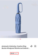 Windproof Reinforced Folding Umbrella - Automatic Open, Creative Ring Buckle, Water-Resistant Canopy, Compact and Lightweight Design - Perfect for Outdoor Travel and Daily Use for Women