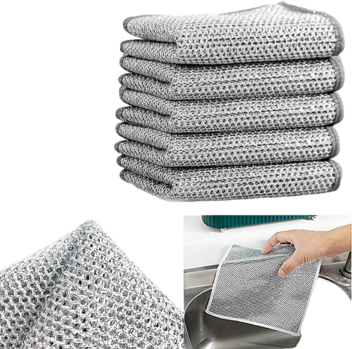 12 PCS Wire Dishwashing Rag Multipurpose Wire Miracle Cleaning Cloths, Wire Miracle Cleaning Cloths Non Scratch Wire Dishcloth and Dishcloths for Kitchen, Wire Dishcloth for Removing Grime