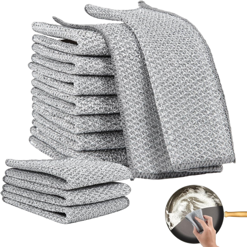 12 PCS Wire Dishwashing Rag Multipurpose Wire Miracle Cleaning Cloths, Wire Miracle Cleaning Cloths Non Scratch Wire Dishcloth and Dishcloths for Kitchen, Wire Dishcloth for Removing Grime