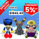 Sonic The Hedgehog Metal Sonic Stuffed Plush & PP122 All Star Collection Umbreon Plush, Brown/a & All Star Collection Wario Plush, Small