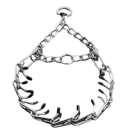 Chrome Pinch Spike Prong Collar - Small