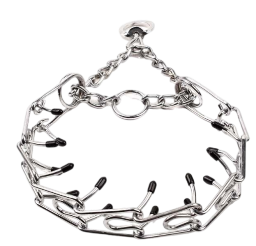 Chrome Pinch Spike Prong Collar - Small