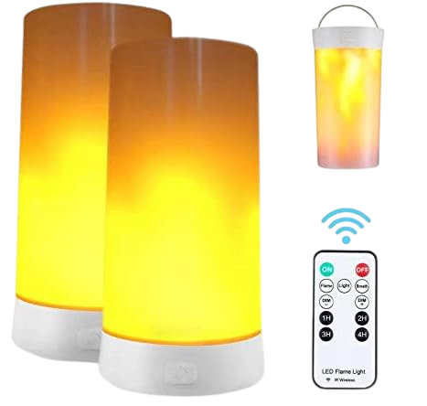 2PCS USB Rechargeable LED Flame Lamps – Remote-Controlled Flameless Lights for Indoor & Outdoor Decor