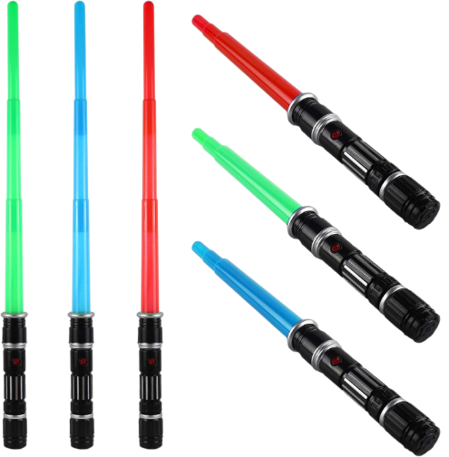 3-Pack Light-Up Toy Swords – Motion FX Sound & Colorful Blades for Kids’ Galaxy Adventures