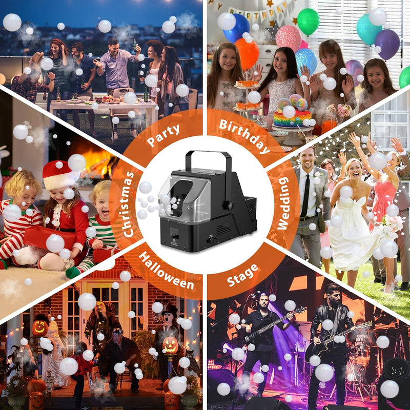 3-in-1 Bubble Fog Machine – 450W Colorful Fogger with Remote for Parties & Events