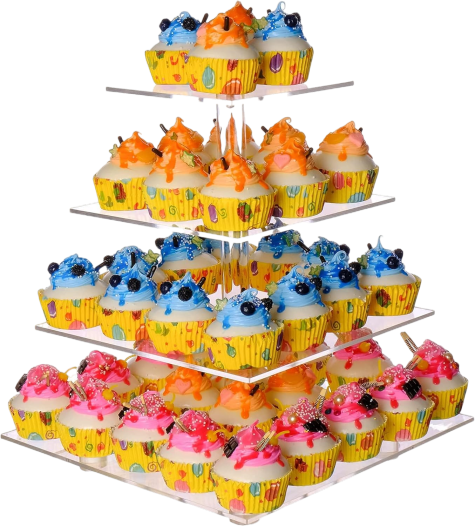 4-Tier Clear Acrylic Cupcake Stand – Holds 50 Cupcakes for Parties & Events
