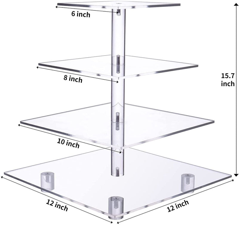 4-Tier Clear Acrylic Cupcake Stand – Holds 50 Cupcakes for Parties & Events