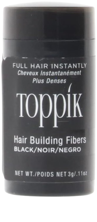 Toppik Hair Building Fibers Powder Black 3g Bottle – Instant Thinning Concealer for Men and Women