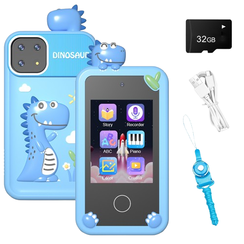 Kids Smart Phone Toys for Boys,Dinosaurs Gift Toys for Boys Ages 3-9 Christmas Birthday Gifts Mini Smart Phone Toys With Touchscreen, 8GB SD Card