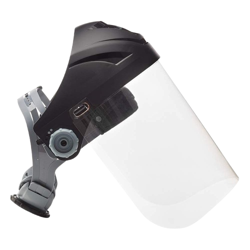 Jackson Safety Lightweight F4XP Premium Face Shield - Mask & Crown with 370 Speed Dial Ratcheting Headgear, ANSI Z87.1, for Work, Grinding, Cutting, Universal Pin Pattern - Uncoated - Clear Tint