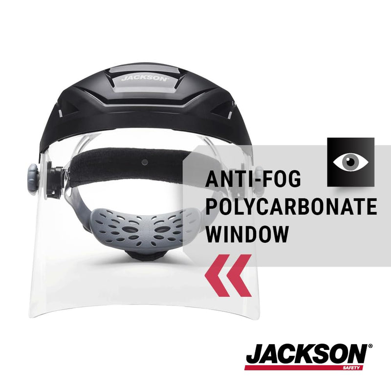 Jackson Safety Lightweight F4XP Premium Face Shield - Mask & Crown with 370 Speed Dial Ratcheting Headgear, ANSI Z87.1, for Work, Grinding, Cutting, Universal Pin Pattern - Uncoated - Clear Tint