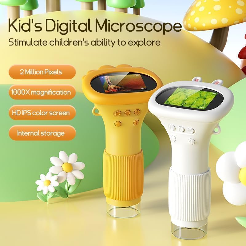 Kids Microscope - Ashfly 1000X Portable Microscope for Kids, Photo & Video Miniscope Pocket Microscope Gifts, Digital Screen | Ideal Toys for Boys Girls Age 3-12