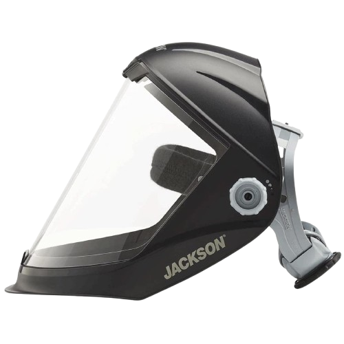 Jackson Safety Lightweight MAXVIEW Premium Face Shield - Mask with 370 Speed Dial Ratcheting Headgear, ANSI Z87.1, for Work, Grinding, Cutting - Anti Fog Coating - Clear Tint