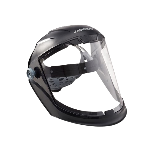 Jackson Safety Lightweight MAXVIEW Premium Face Shield - Mask with 370 Speed Dial Ratcheting Headgear, ANSI Z87.1, for Work, Grinding, Cutting - Anti Fog Coating - Clear Tint