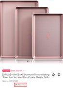 Baking Sheet Pan Set, Cookie Sheets for Oven, Nonstick Half/Quarter/Jelly Roll Pans with Diamond Texture Pattern, Heavy Duty Cookie Tray