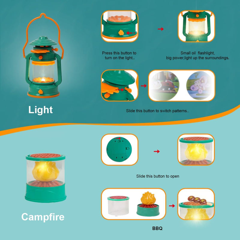 Kids Camping Set with Tent - Toddler Toys for Boys with Campfire, Camping Toys for Kids Indoor Outdoor Pretend Play, Gift Idea for Boys Age 3-6 Year Old Birthday Christmas