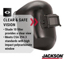 Jackson Safety PL 280 Pipeline Welding Hood - Flip Front Welding Helmet - Shade 10, ANSI Z87.1 (Multiple Headgear Styles and Colors)