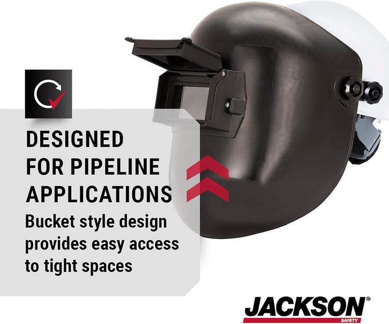Jackson Safety PL 280 Pipeline Welding Hood - Flip Front Welding Helmet - Shade 10, ANSI Z87.1 (Multiple Headgear Styles and Colors)
