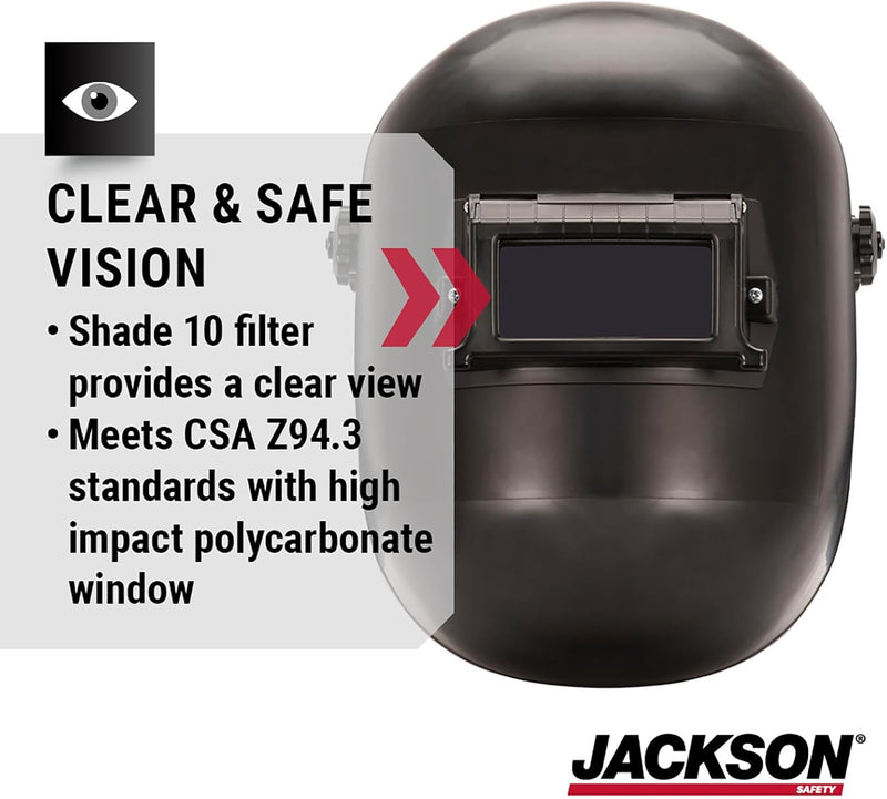 Jackson Safety PL 280 Pipeline Welding Hood - Flip Front Welding Helmet - Shade 10, ANSI Z87.1 (Multiple Headgear Styles and Colors)