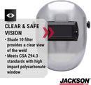 Jackson Safety PL 280 Pipeline WeldingHood - Flip Front Welding Helmet - Shade 10, ANSI Z87.1 / (Multiple Headgear Styles and Colors)