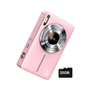 Digital FHD 1080P Point & Shoot Camera – 16X Zoom, Anti-Shake (Pink)