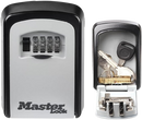 MASTER LOCK Key Safe Wall Mounted, Medium 85 x 119 x 36 mm, Outdoor, Mounting Kit, for Home Office Industries Vehicles, Black & Silver