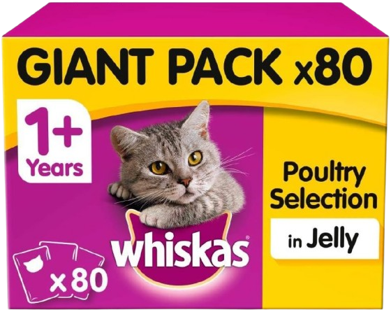 Whiskas Poultry Selection in Jelly, 80 x 100g