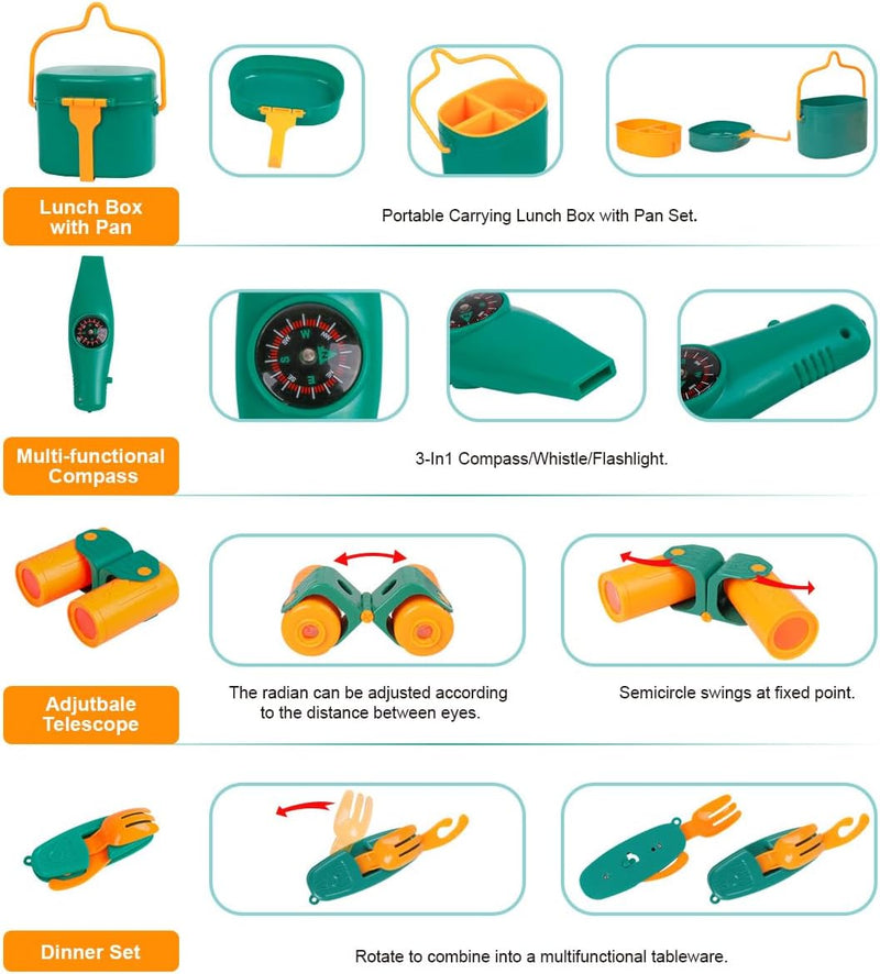 Kids Camping Set with Tent - Toddler Toys for Boys with Campfire, Camping Toys for Kids Indoor Outdoor Pretend Play, Gift Idea for Boys Age 3-6 Year Old Birthday Christmas