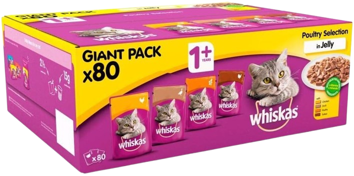Whiskas Poultry Selection in Jelly, 80 x 100g