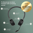 Jabra Evolve 65 TE Wireless Headphones – Dual-Ear Noise-Canceling Headset (Black)