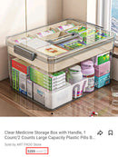 Large Capacity Transparent Medicine Organizer With Handle And Lid