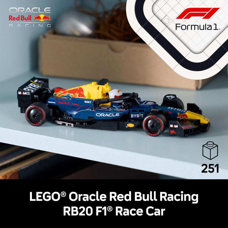 LEGO Speed Champions Oracle Red Bull Racing RB20 F1 Race Car Model Kits - Building Set for Adults, Ages 18+ with Realistic Features - Red Bull F1 DIY Crafts for Display - Gift Idea for F1 Fans - 77243