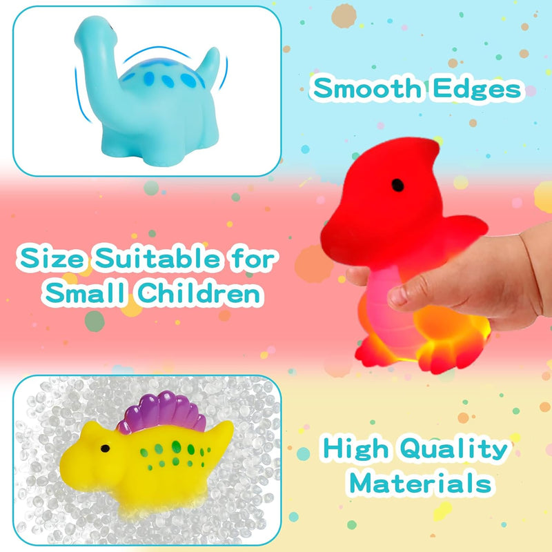 Jiosdo Baby Bath Toys, 6 PCS Light Up Dinosaur Bath Toys for Babies, LED Kids Sensory Toys Baby Light Up Sensory Toys, Liquid Sensor Toddler Bath Toys Sensory Bath Toys for Autism