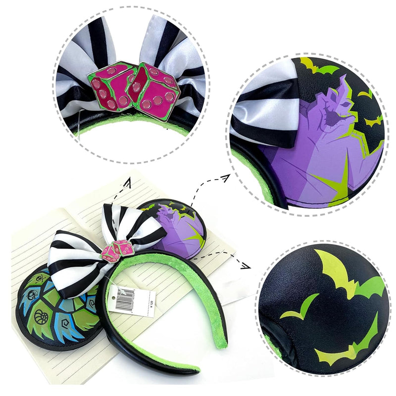 Mouse Ear Headbands with Bow, Ghost Hair Band Hearwear Halloween Christmas Birthday Party Decoration Cosplay Costume Gifts for Women Girl