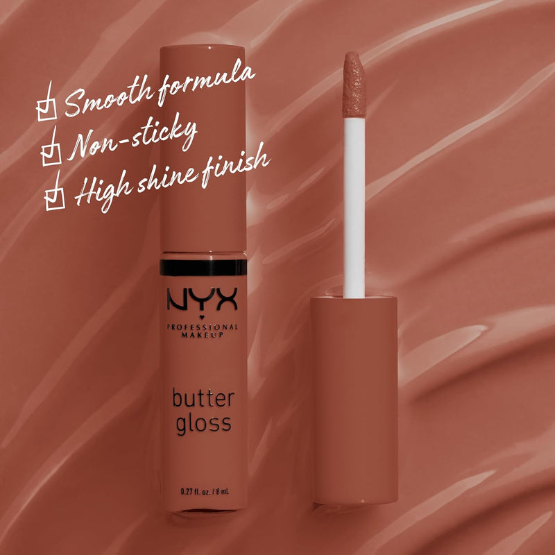 NYX Professional Makeup Butter Gloss Non-Sticky Lip Gloss Bit of Honey Peach Nude 0.27 fl oz