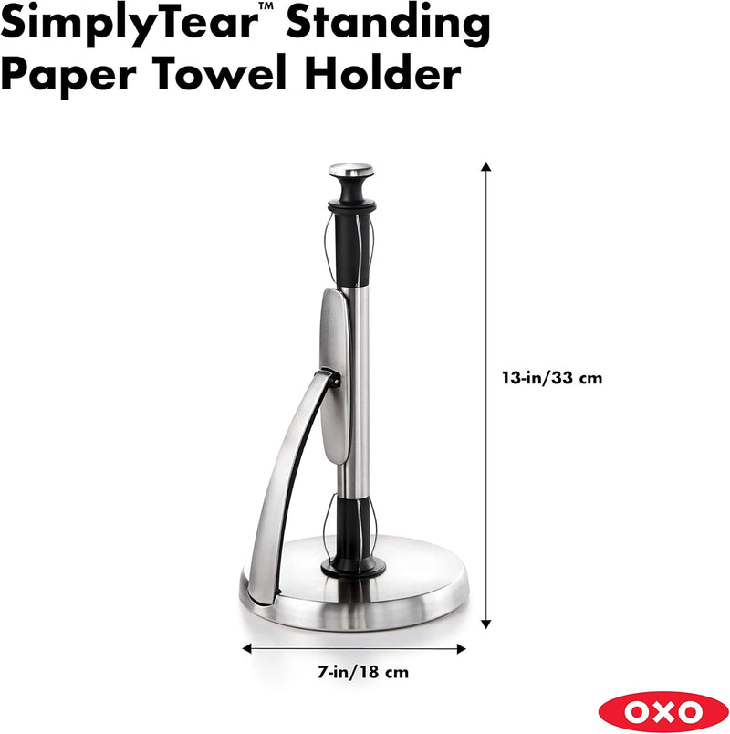 OXO Good Grips SimplyTear Paper Towel Holder - Stainless Steel (Silver & Black)