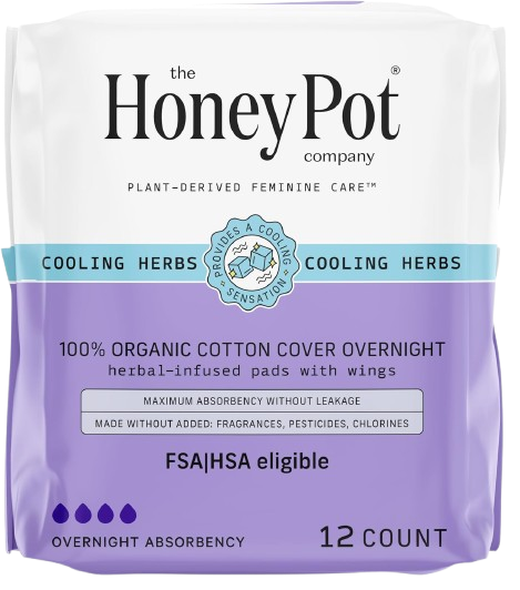 THE HONEY POT - Herbal Overnight Pads - 12 Count