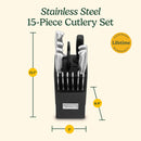 CUISINART Block Knife Set, 15pc Ultra Ultra- Sharp Cutlery Knife Set with Steel Blades for Precise Cutting , Lightweight, Stainless Steel, Durable & Dishwasher Safe, C77SS-15PK