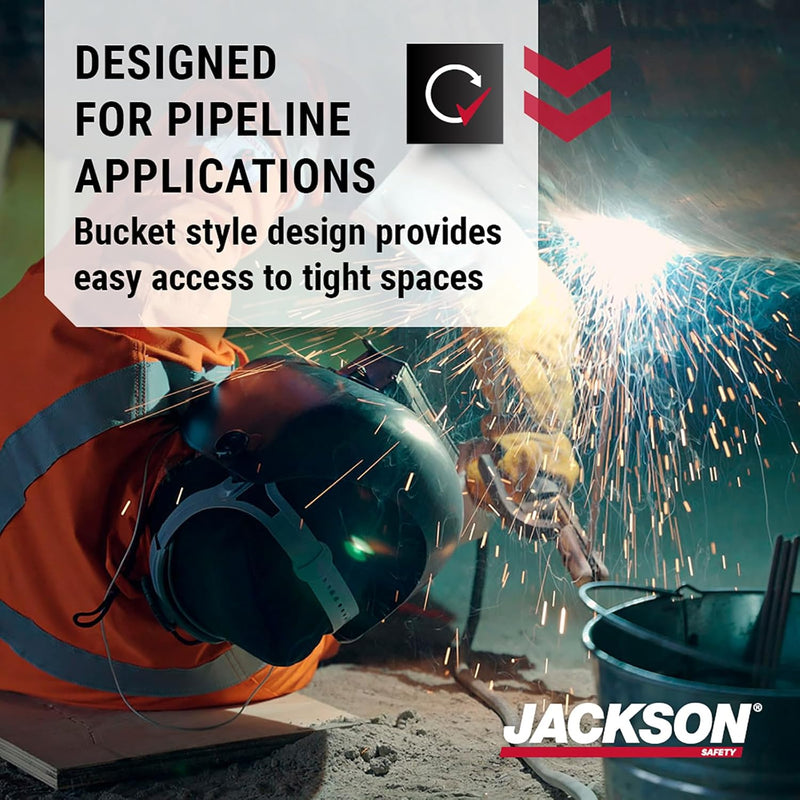 Jackson Safety PL 280 Pipeline Welding Hood - Flip Front Welding Helmet - Shade 10, ANSI Z87.1 (Multiple Headgear Styles and Colors)