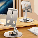 Metal Desktop 360 Degree Rotating Cell Phone Holder, Angle Height Adjustable Cell Phone Holder With Silicone Pad For Desktop Fully Foldable Mobile Phone Holder, Tablet Holder, iPad holder (Grey)