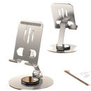 Metal Desktop 360 Degree Rotating Cell Phone Holder, Angle Height Adjustable Cell Phone Holder With Silicone Pad For Desktop Fully Foldable Mobile Phone Holder, Tablet Holder, iPad holder (Grey)