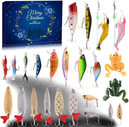 Fishing Advent Calendar – 24 Days Lure Set Christmas Countdown Gift