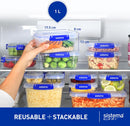 Sistema KLIP IT PLUS Leakproof Food Storage Containers | 1 L | Airtight, Stackable & Nestable Meal Prep Containers with Lids | School Lunch Boxes | BPA-Free | 3 Count