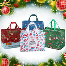 8 Pack Christmas Reusable Grocery Bag,Tote Bag with Handle, Gift Present Bag, Shopping Bag for Holiday Xmas Event Party