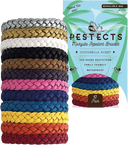 Pestects Mosquito Repellent Bracelet 12 Pack, Adjustable Leather Deet-Free Natural Insect Mosquito Bands for Adults & Kids, 300 Hour Insect Repellent Protection