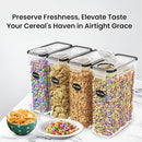 AEX Airtight Cereal Storage Containers Pantry Food Organization Dispenser Sugar, Flour, Snack Leak-proof With Black Locking Lids (Pack of 4)