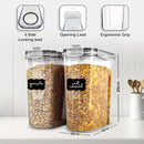 AEX Airtight Cereal Storage Containers Pantry Food Organization Dispenser Sugar, Flour, Snack Leak-proof With Black Locking Lids (Pack of 4)