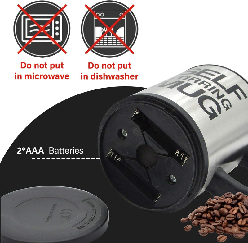AEX Self Stirring Mug | Coffee Tea Mug | Electric Stainless Steel Automatic Mixing Spinning Cup with Lid 450ml | Best Gift for Men Women Kids (Black)