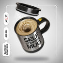 AEX Self Stirring Mug | Coffee Tea Mug | Electric Stainless Steel Automatic Mixing Spinning Cup with Lid 450ml | Best Gift for Men Women Kids (Black)